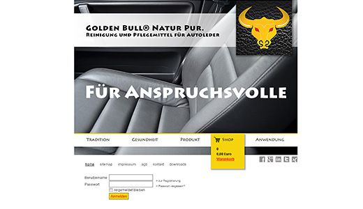 Webdesign und Shop-Erstellung mit CMS Contao vom Webdesigner patzerDesign für Golden Bull, Shop für Lederpflege.