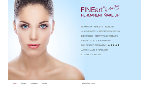 Webdesign und Programmierung vom Webdesigner patzerDesign für FINE Art, Permanent Make-Up.