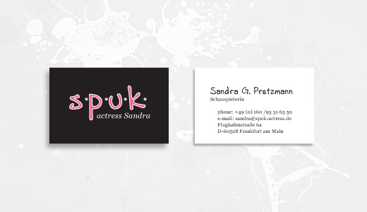 Gestaltung von Visitenkarte und Briefbogen für spuk Actress