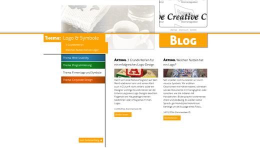 Webdesign und Webseiten-Erstellung mit CMS Contao vom Webdesigner patzerDesign für Blog, Internetagentur Creative Screen.