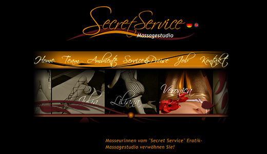 Webdesign und Programmierung vom Webdesigner patzerDesign für Secret Service, Erotikmassagen.