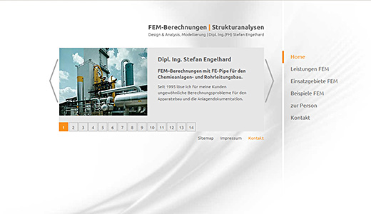 Webdesign und Programmierung vom Webdesigner patzerDesign für Stefan Engelhard, FEM-Berechnungen.