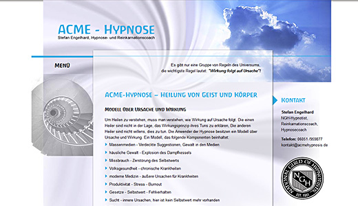 Webdesign und Programmierung vom Webdesigner patzerDesign für ACME-Hypnose.