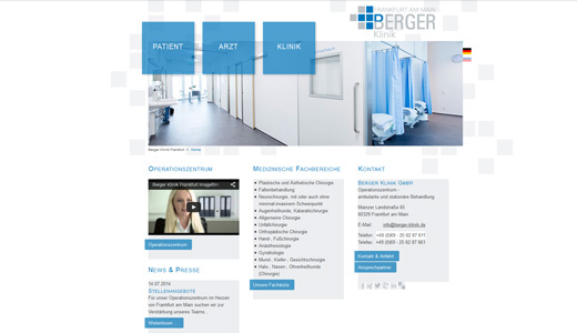 Webdesign und Website-Erstellung mit CMS Contao vom Webdesigner patzerDesign für Berger Klinik, Operationszentrum.