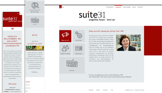Webdesign und Homepage-Errstellung mit CMS Contao vom Webdesigner patzerDesign für suite31, Text + PR.