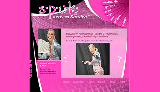 Webdesign und Programmierung vom Webdesigner patzerDesign für spuk Actress, Schauspiel und Unterhaltungskunst.